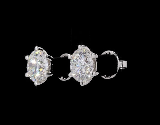 Six-Prong Round Stud Earrings