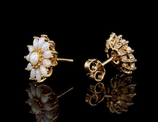 Opal Flower Earrings