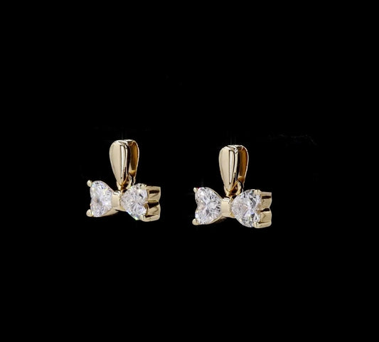 Heart-Shaped Diamond Bow Stud Earrings