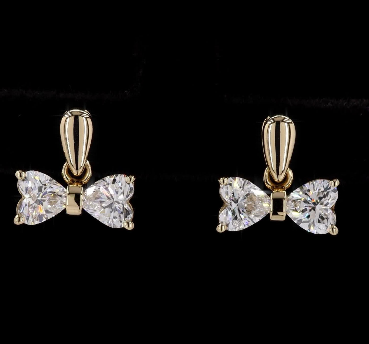 Heart-Shaped Diamond Bow Stud Earrings