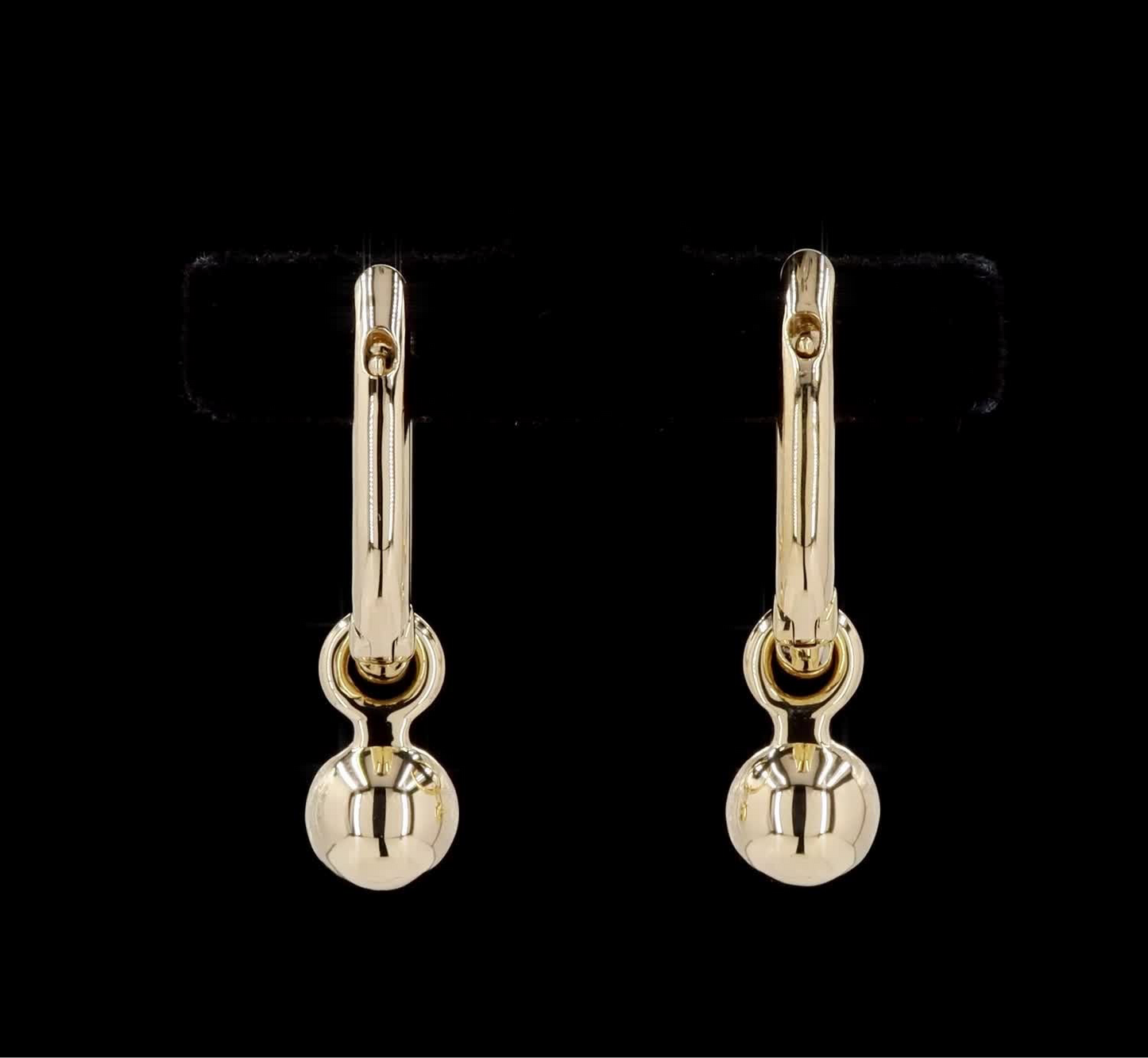 Gold Hoop Earrings Bezel-Set Diamond Drops