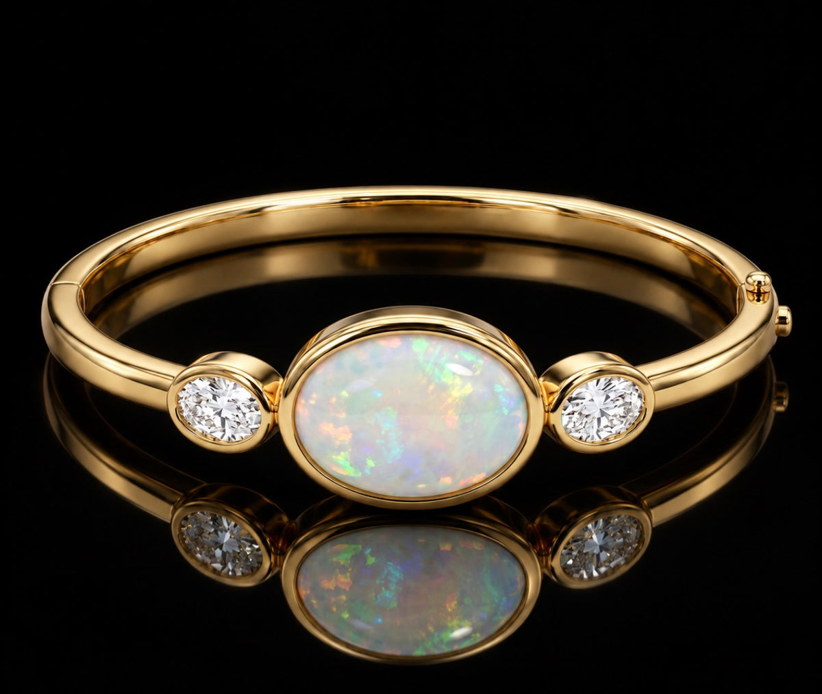 Ethiopian Opal & Diamond Bangle