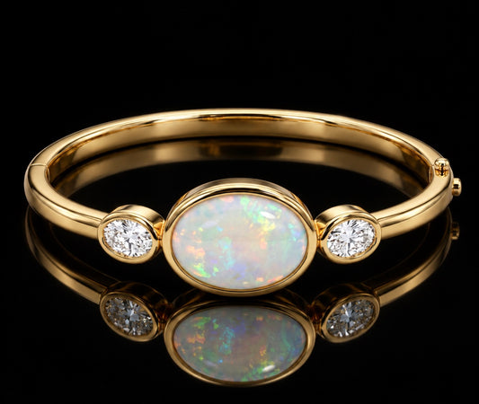 Ethiopian Opal & Diamond Bangle