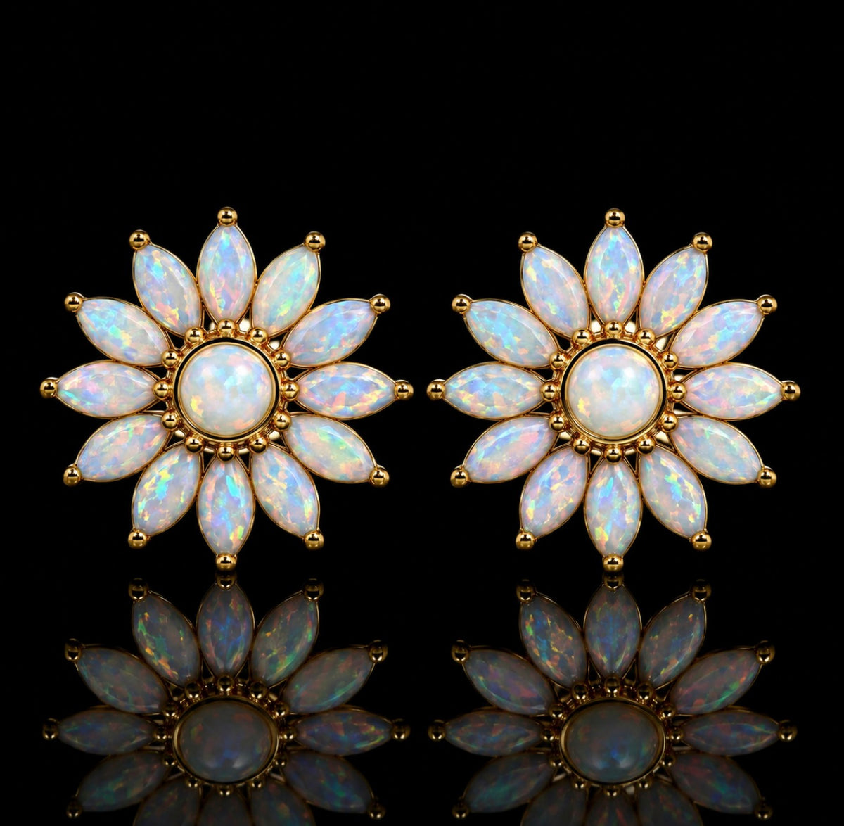 Opal Flower Earrings
