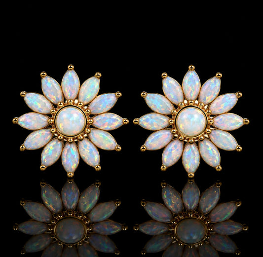 Opal Flower Earrings