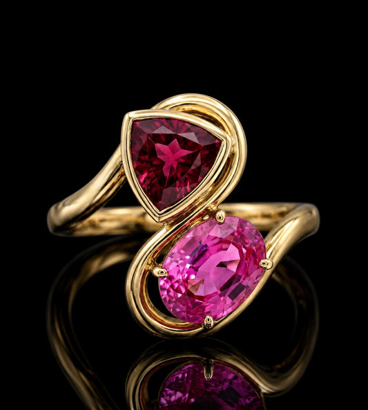 Rubellite & Pink Sapphire Bypass Ring