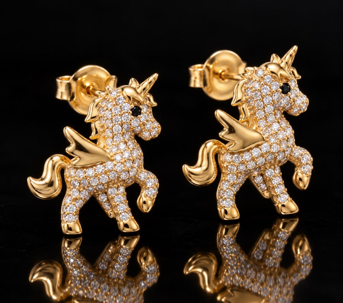 Diamond Unicorn Stud Earrings