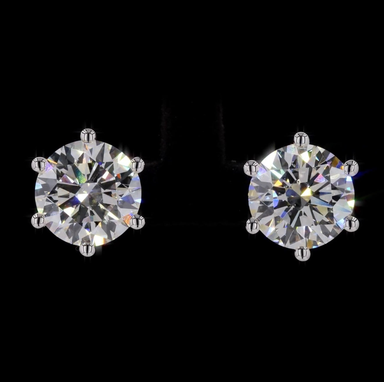Six-Prong Round Stud Earrings