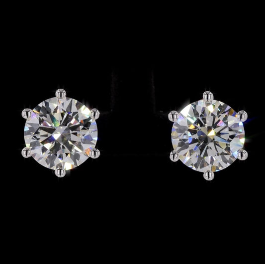 Six-Prong Round Stud Earrings