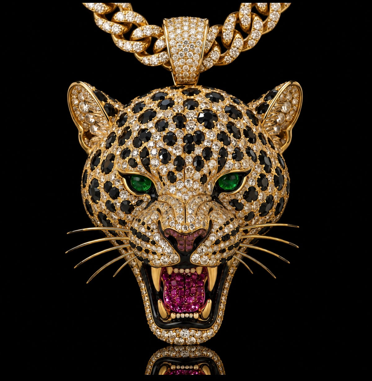 Custom Jaguar Diamond & Gemstone Pendant