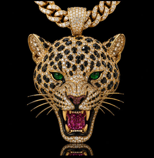 Custom Jaguar Diamond & Gemstone Pendant