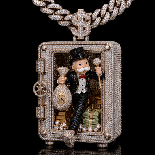 Monopoly Money Man Diamond Safe Pendant