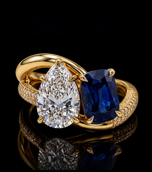 Toi et Moi Sapphire & Diamond Bypass Ring