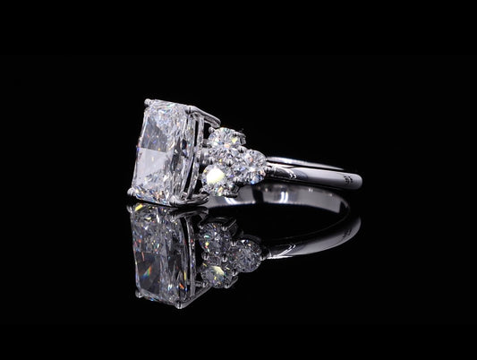 Radiant Cut Diamond Ring with Round Diamond Accents