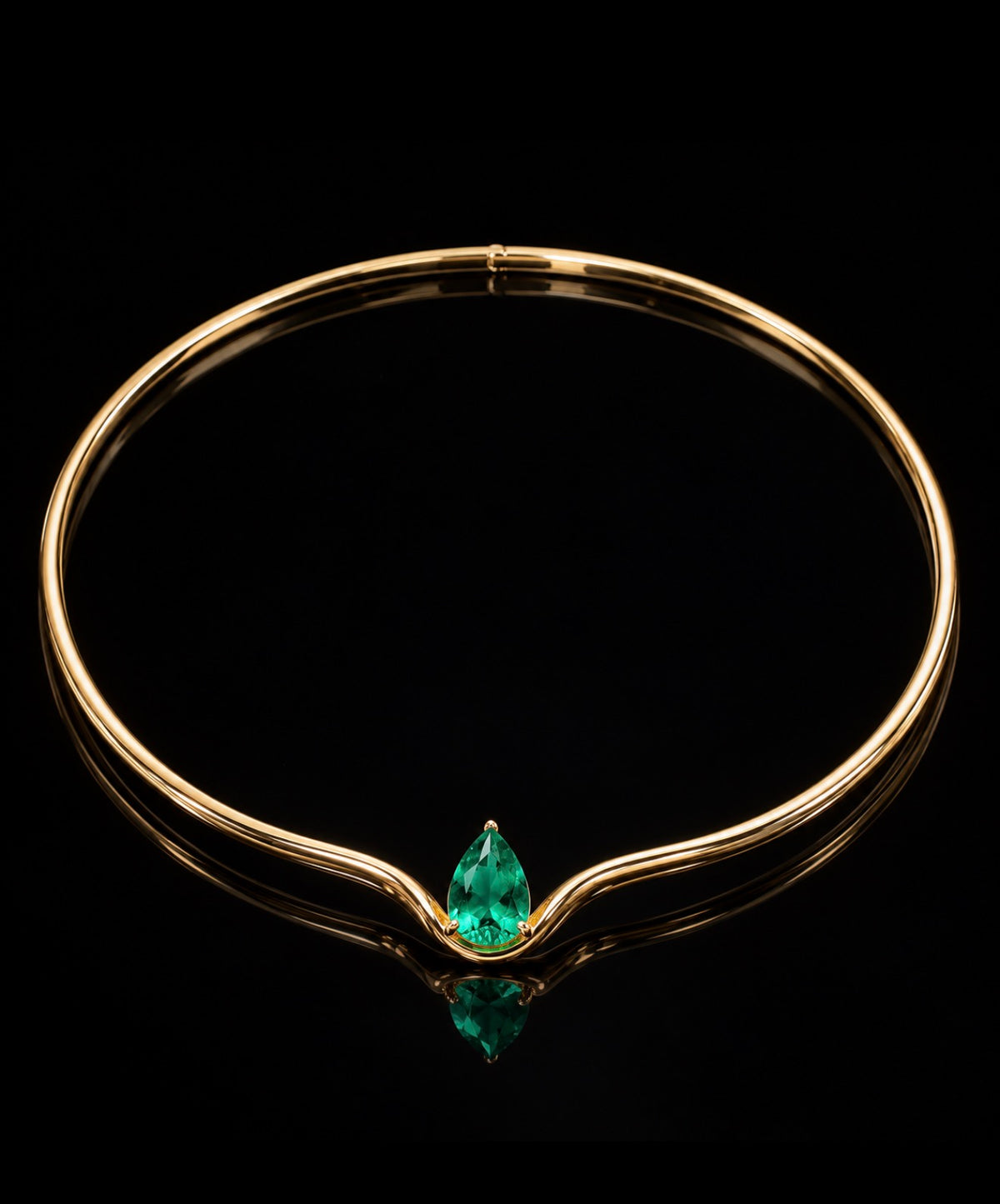 Emerald Teardrop Gold Collar Necklace