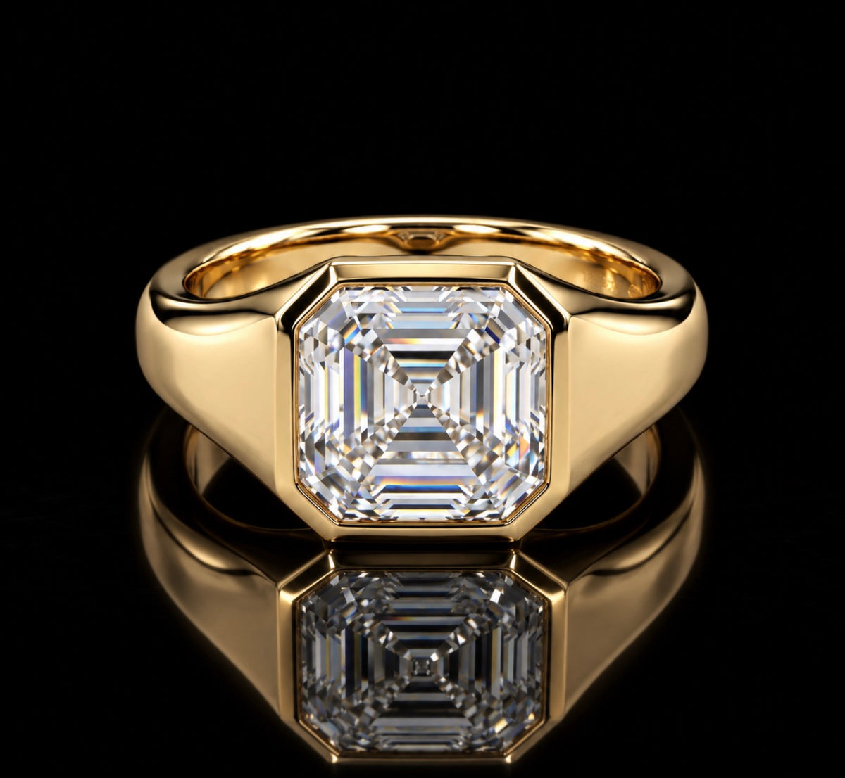 Asscher-Cut Diamond Signet Ring