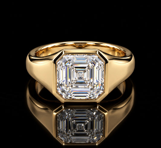 Asscher-Cut Diamond Signet Ring