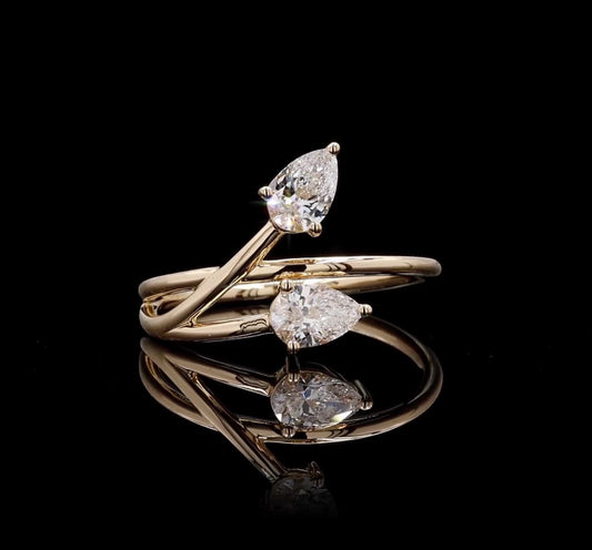 Double Pear Diamond Bypass Ring