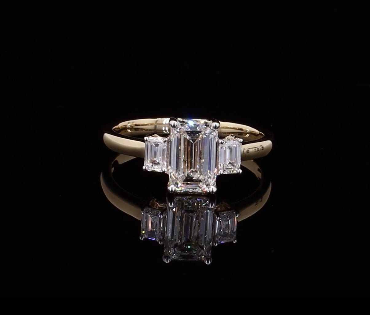Three-Stone Emerald-Cut Ring