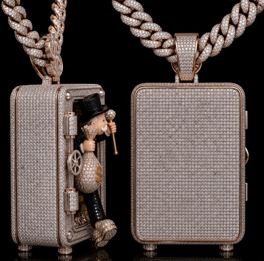 Monopoly Money Man Diamond Safe Pendant