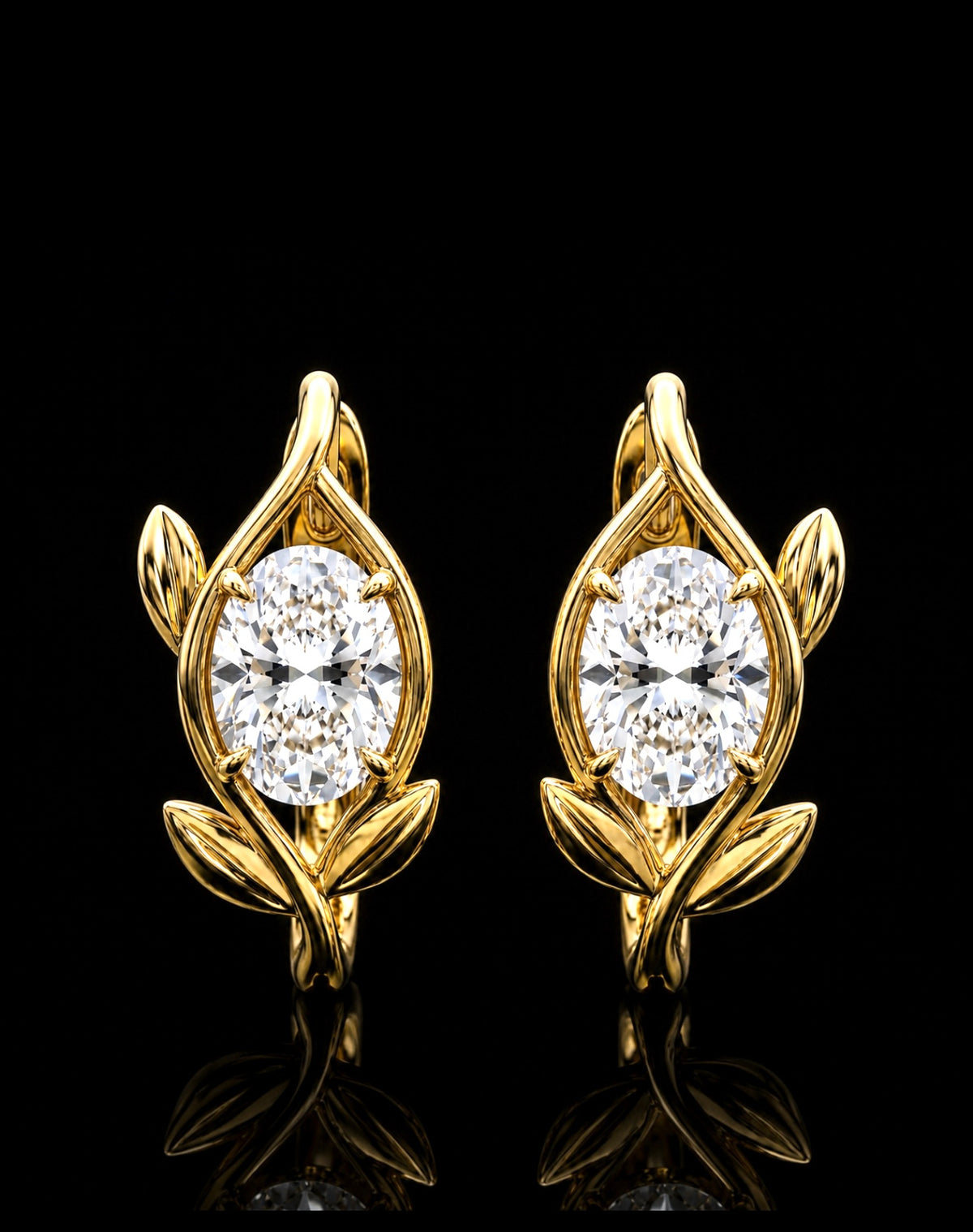 Floral Oval Diamond Earrings