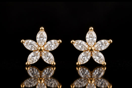 Diamond Flower Stud Earrings