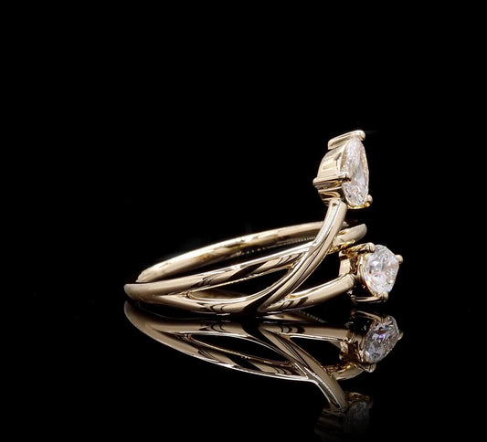 Double Pear Diamond Bypass Ring