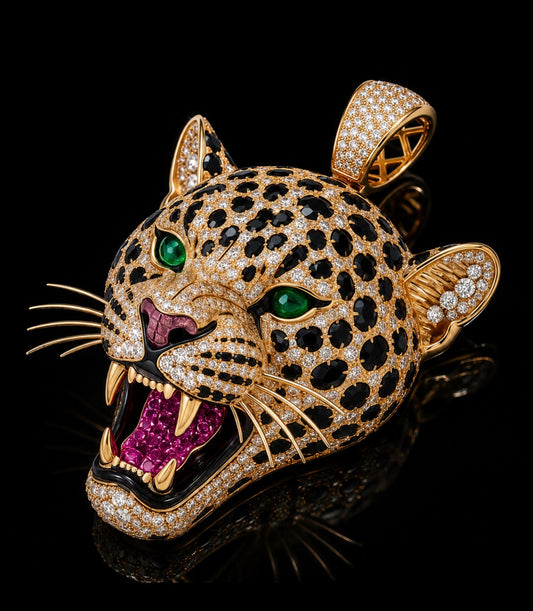 Custom Jaguar Diamond & Gemstone Pendant