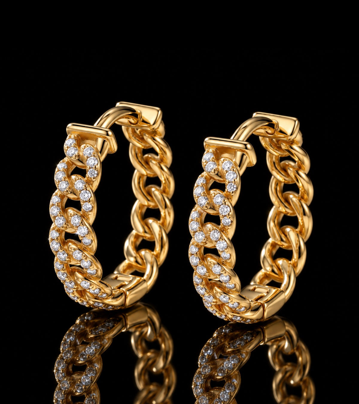 Diamond Pavé Chain-Link Hoop