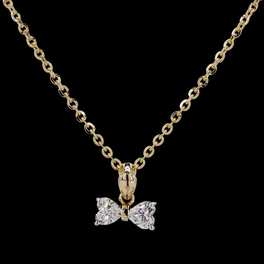 Heart-shaped Diamond Bow Necklace