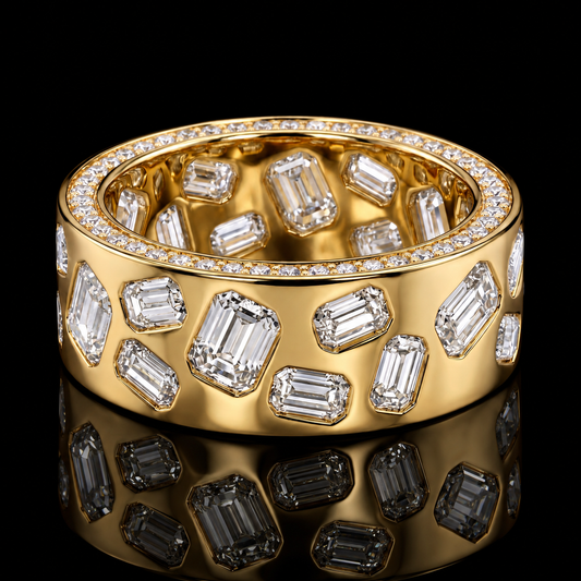 Emerald-Cut Diamond Gypsy-Set Band