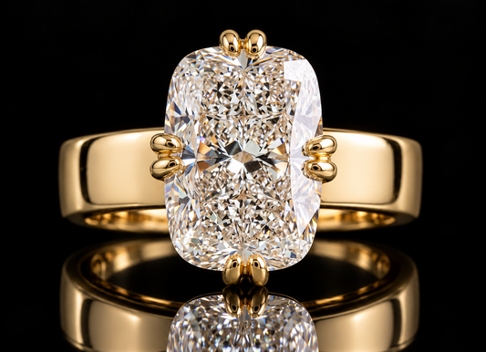 Elongated Cushion Diamond Solitaire Ring