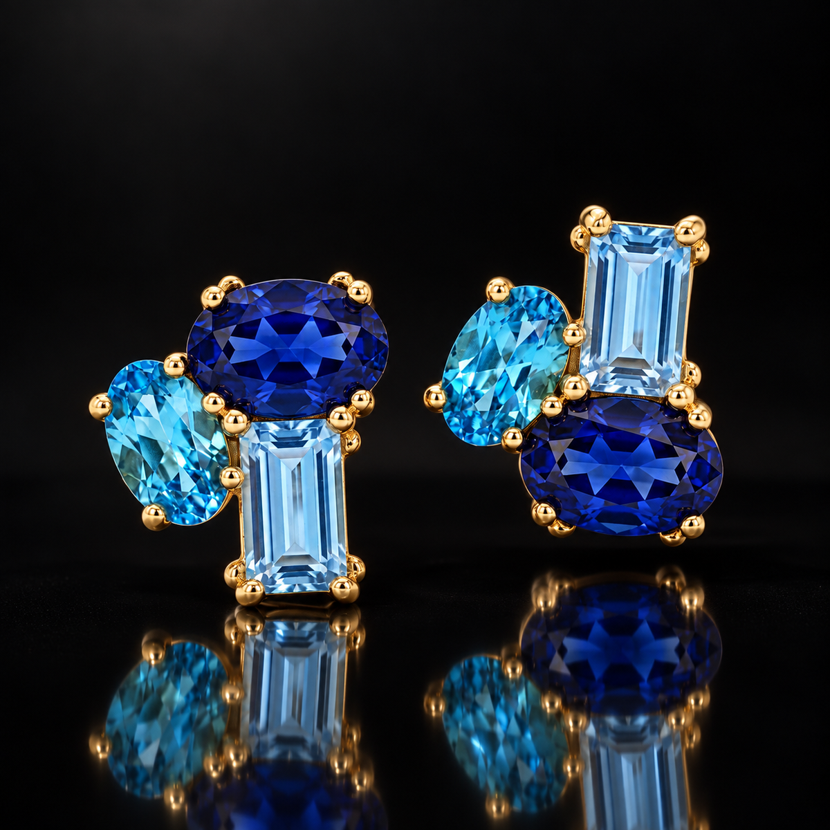 Three-Stone Gemstone Earrings