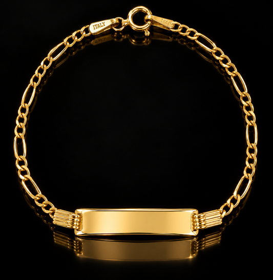 Children’s Gold Figaro ID Bracelet – Personalized Engraving