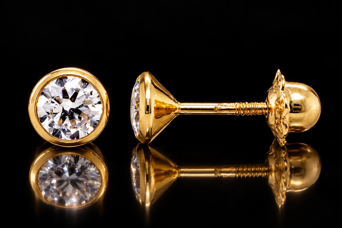 Children’s Gold Bezel-Set Stud Earrings