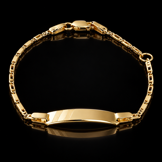 Children’s Gold Fancy Link ID Bracelet – Personalized Engraving