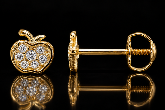 Children’s Gold Diamond Apple Stud Earrings