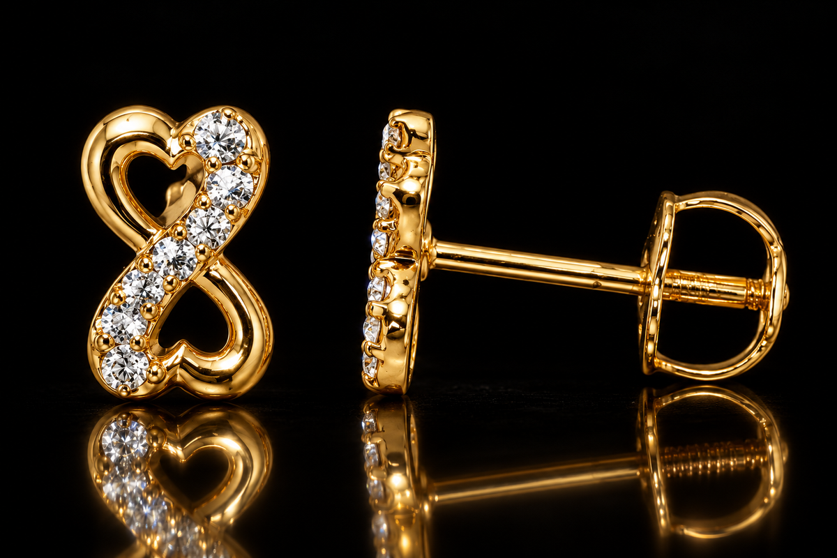 Children’s Gold Birthstone Infinity Heart Stud Earrings